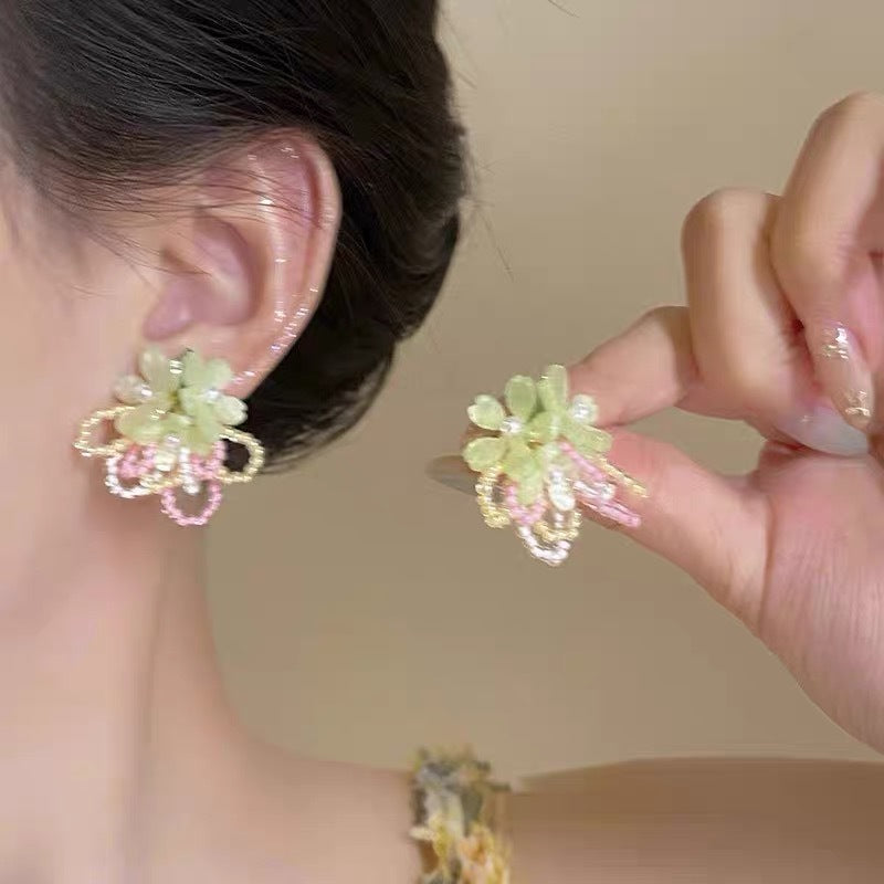 Seaside Vacation Style Flower Tassel Female Atmosphere Fairy Beaded Rings