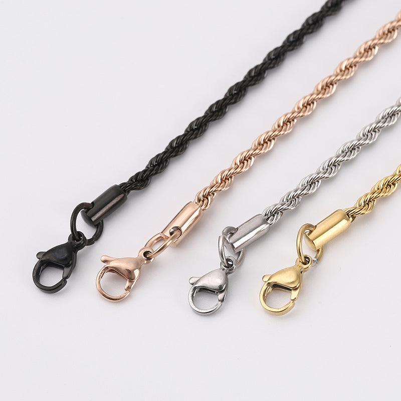 Stainless Steel Hemp Flowers Chain Vacuum Electroplating Furnace Titanium Necklace