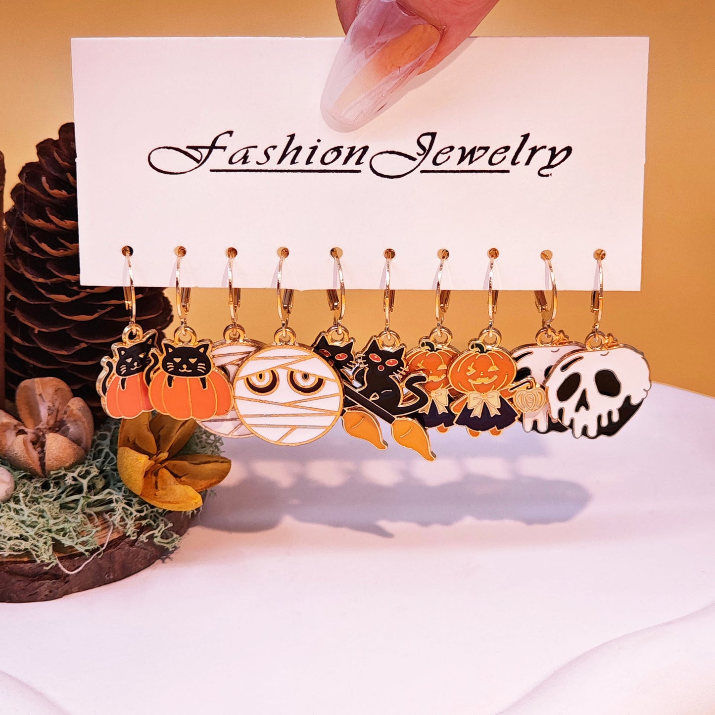 Fashion Halloween Pumpkin Black Cat Funny Personality Creative Smiling Earrings