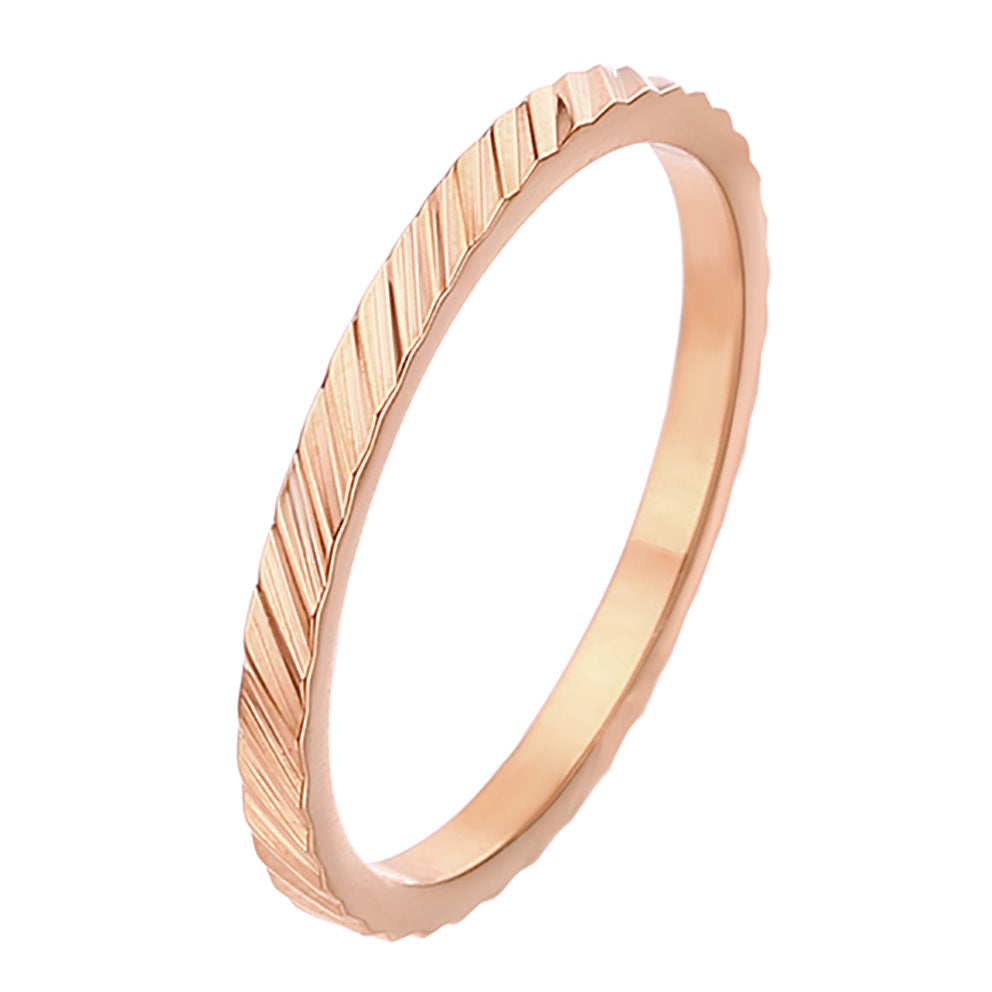 Design Sense Minority Simple Stainless Steel Wheat Rhombus Batch Flower Rings