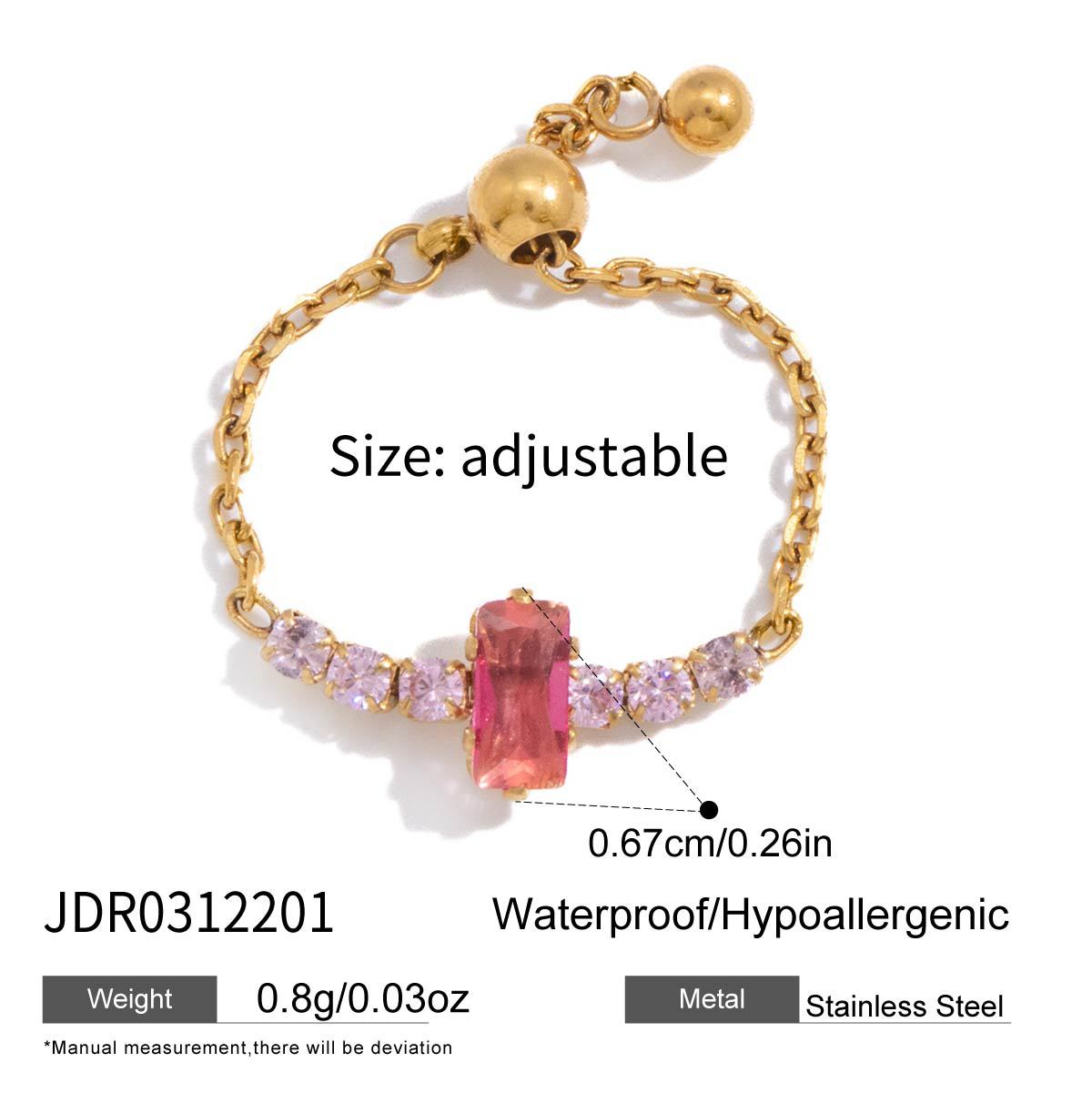 Steel Zircon Pull Adjustable Niche High-grade Ring