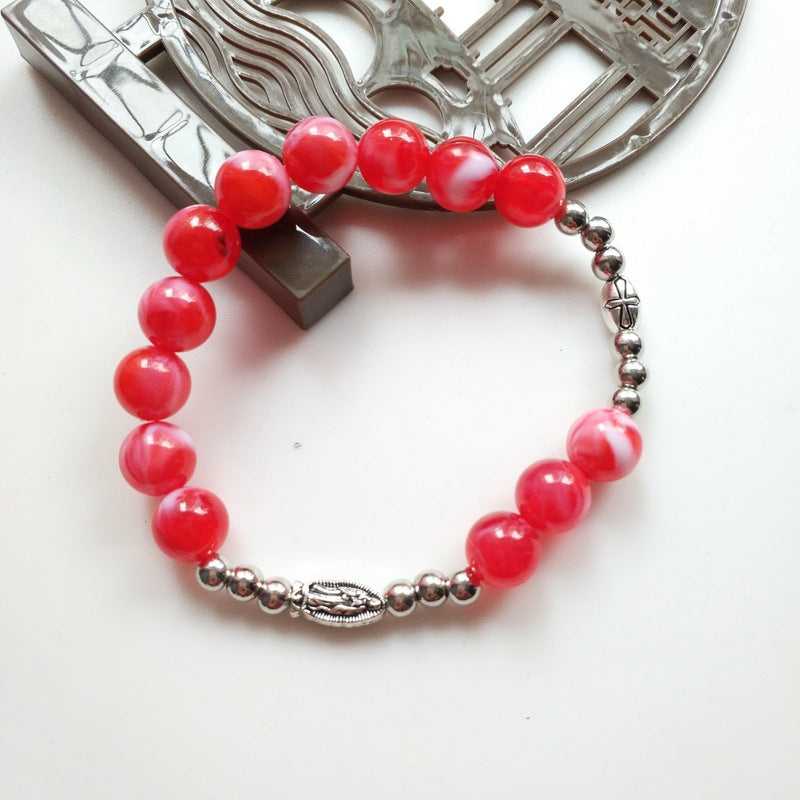 Innovative Vintage Cross Elastic Beaded Rosary Bracelets