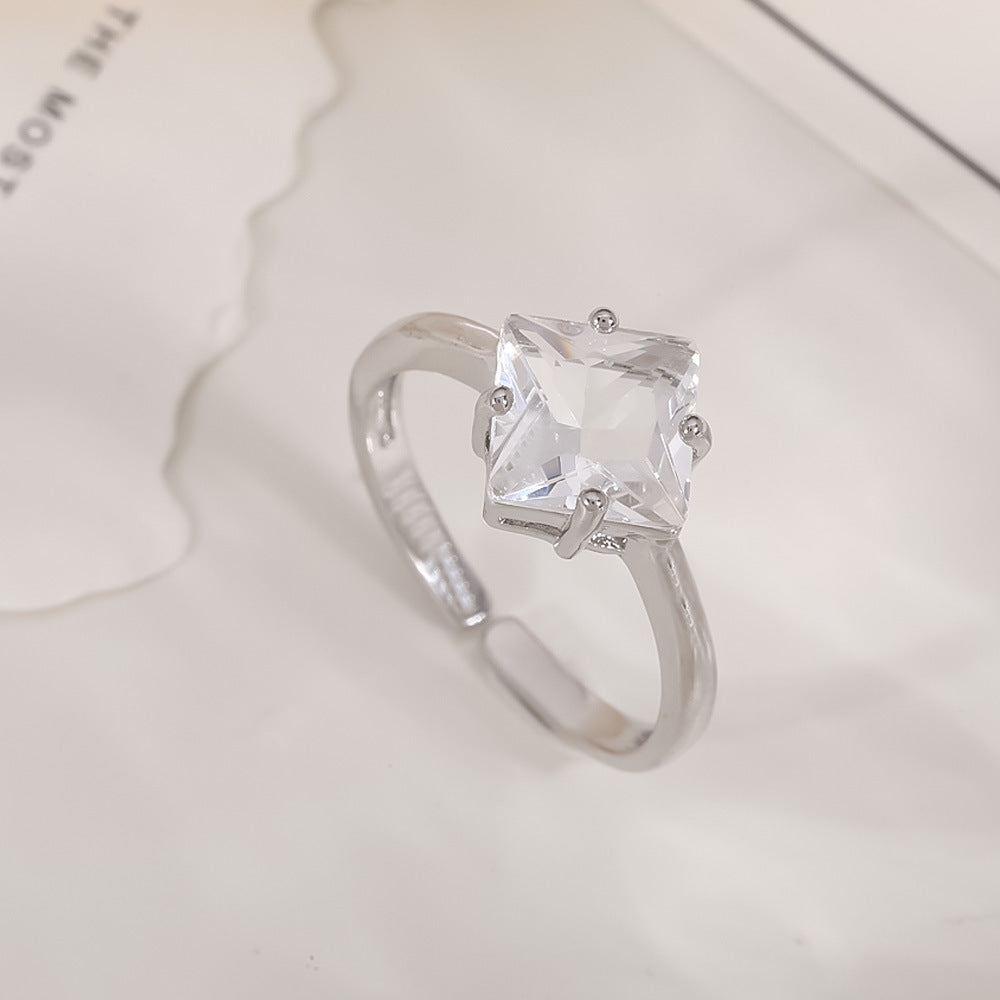 Women's Open-end Zircon Fashionable Classy Simple Cold Feeling Goddess Rings