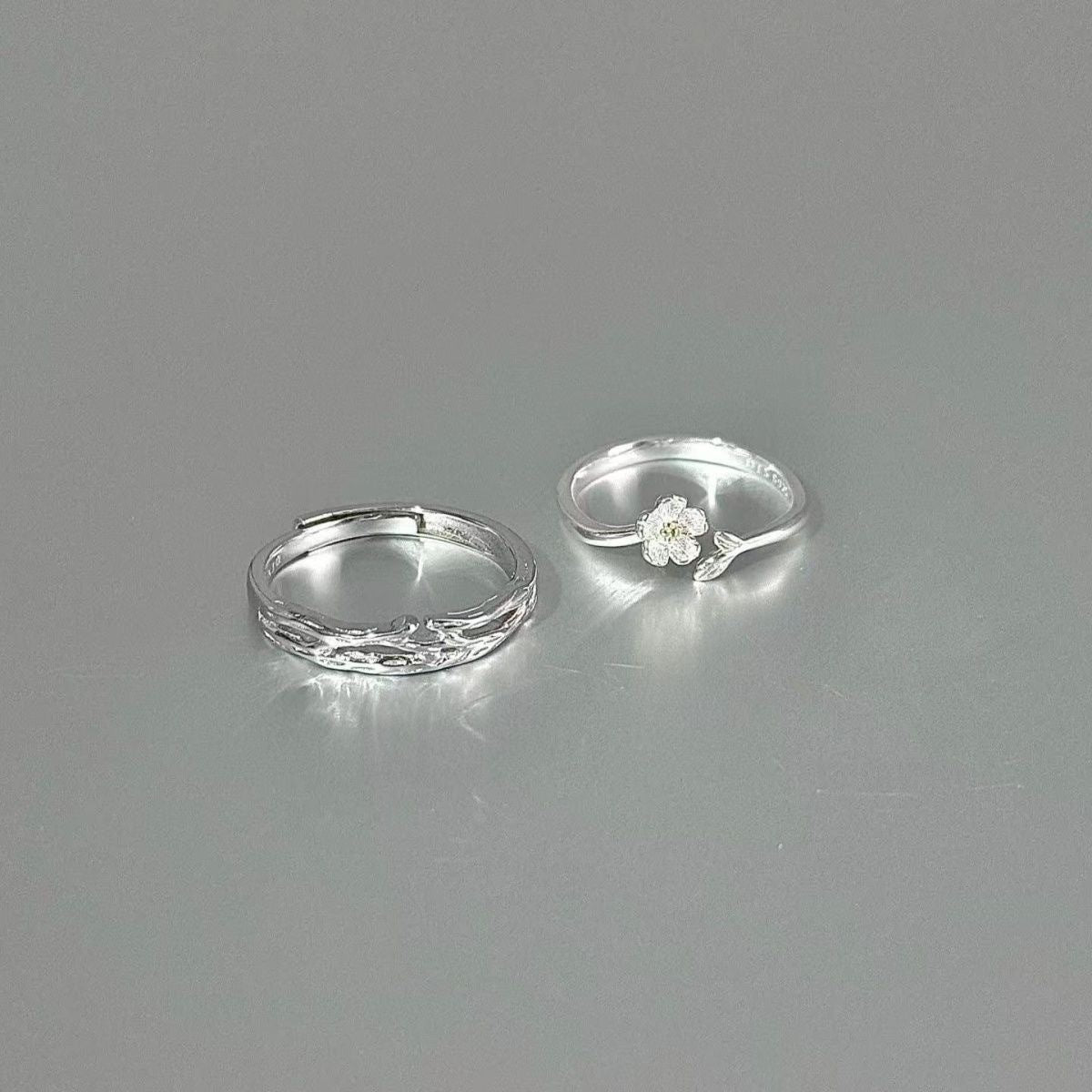Not To Evade Couple Jasmine Flower Design Open Artistic Ring