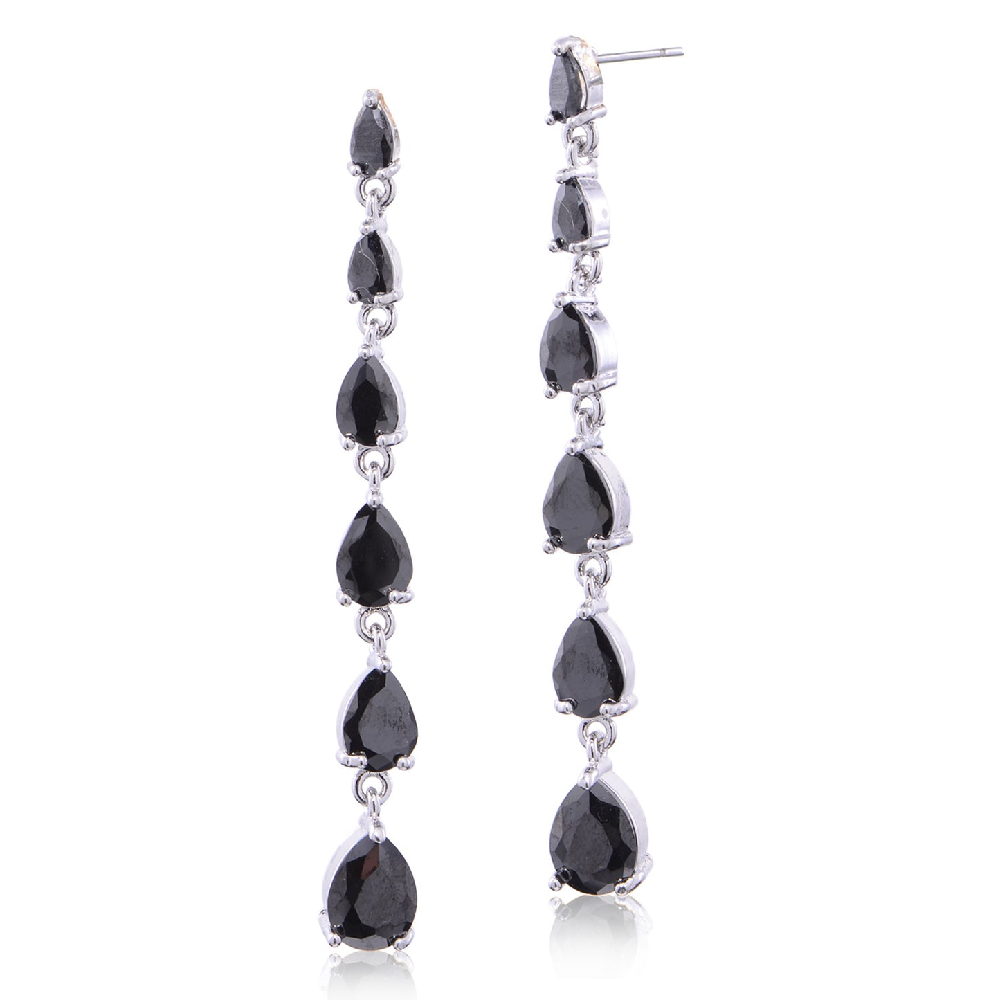 Zircon Water Drop Electroplated Sier Needle Simple Earrings
