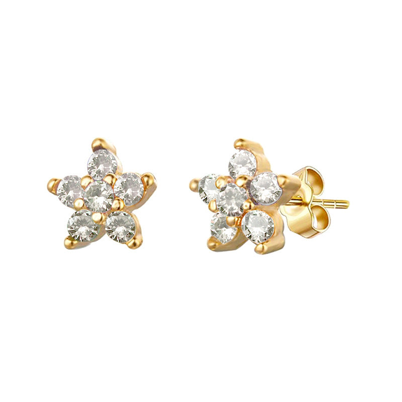 Sier Needle Color Flower Diamond Petite Female Creative Fashion Simple Rings