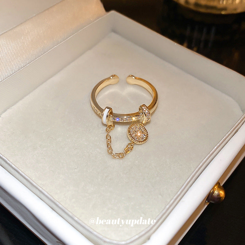 Chain Tassel Affordable Luxury Fashion Design Sense Versatile Opening Index Ring