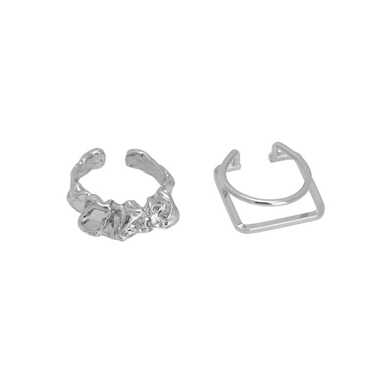 Pleated Double Layer Knuckle Two-piece Female Minority Ring