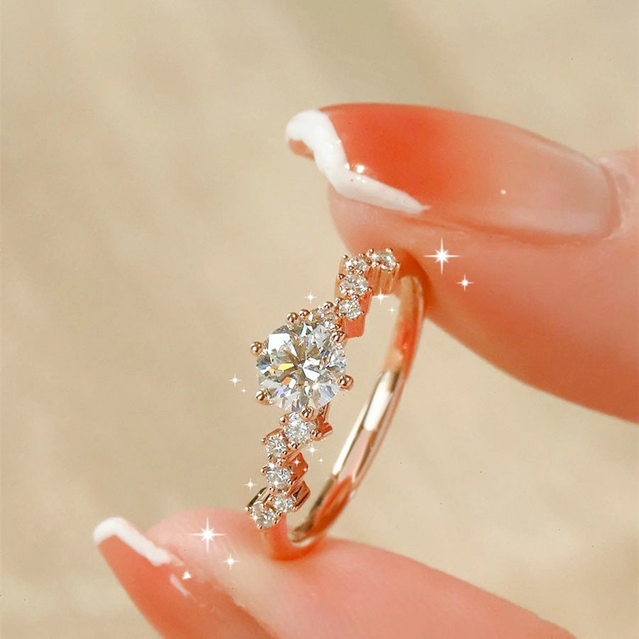 Rhinestone Zircon Female Light Luxury Minority Design Rings