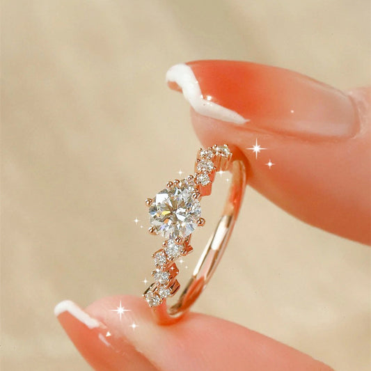 Rhinestone Zircon Female Light Luxury Minority Design Rings