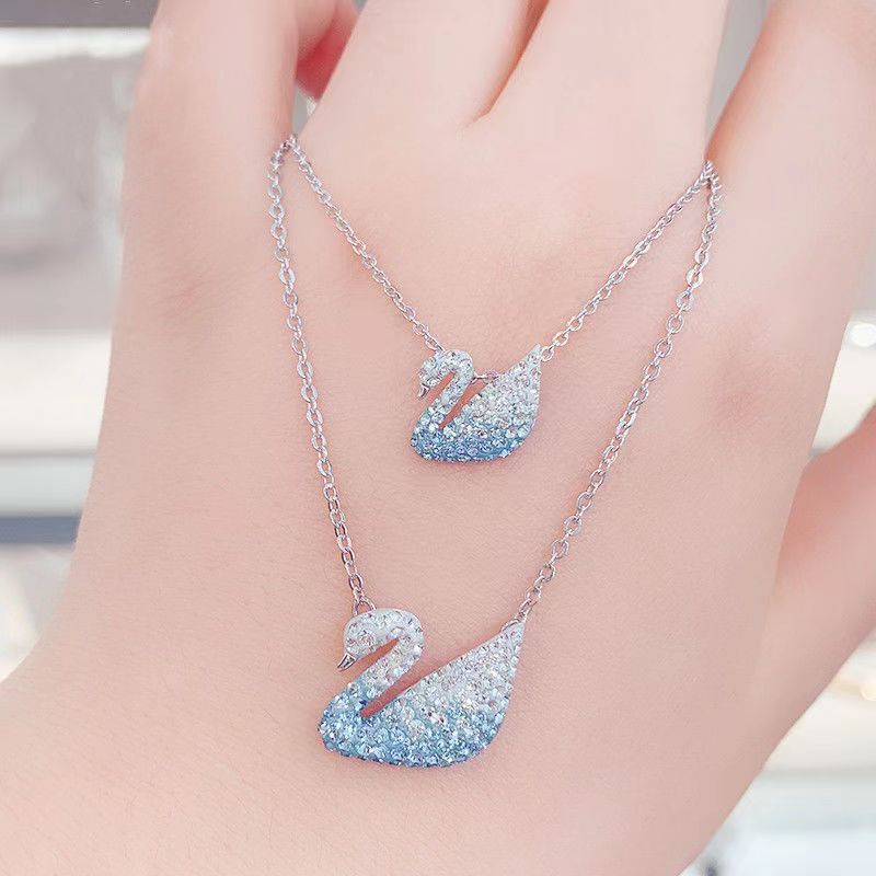 Red Pink White Black Swan Female Cymbal Clavicle Necklace