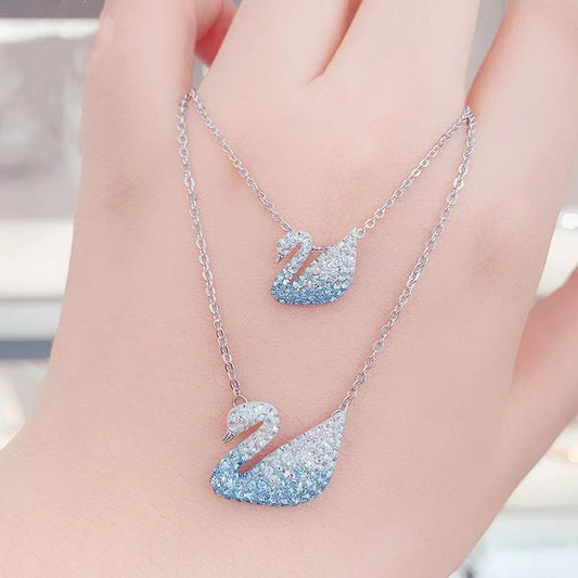 Red Pink White Black Swan Female Cymbal Clavicle Necklace