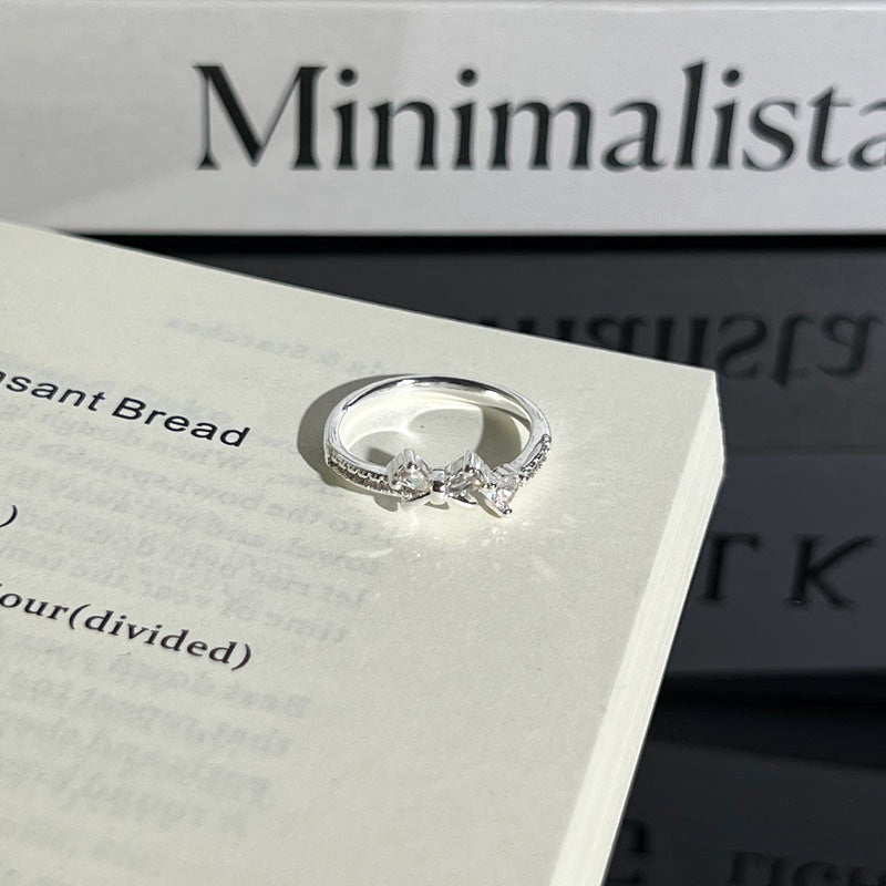 Light Luxury Sier Diamond Pieces Butterfly Mix Match Ring