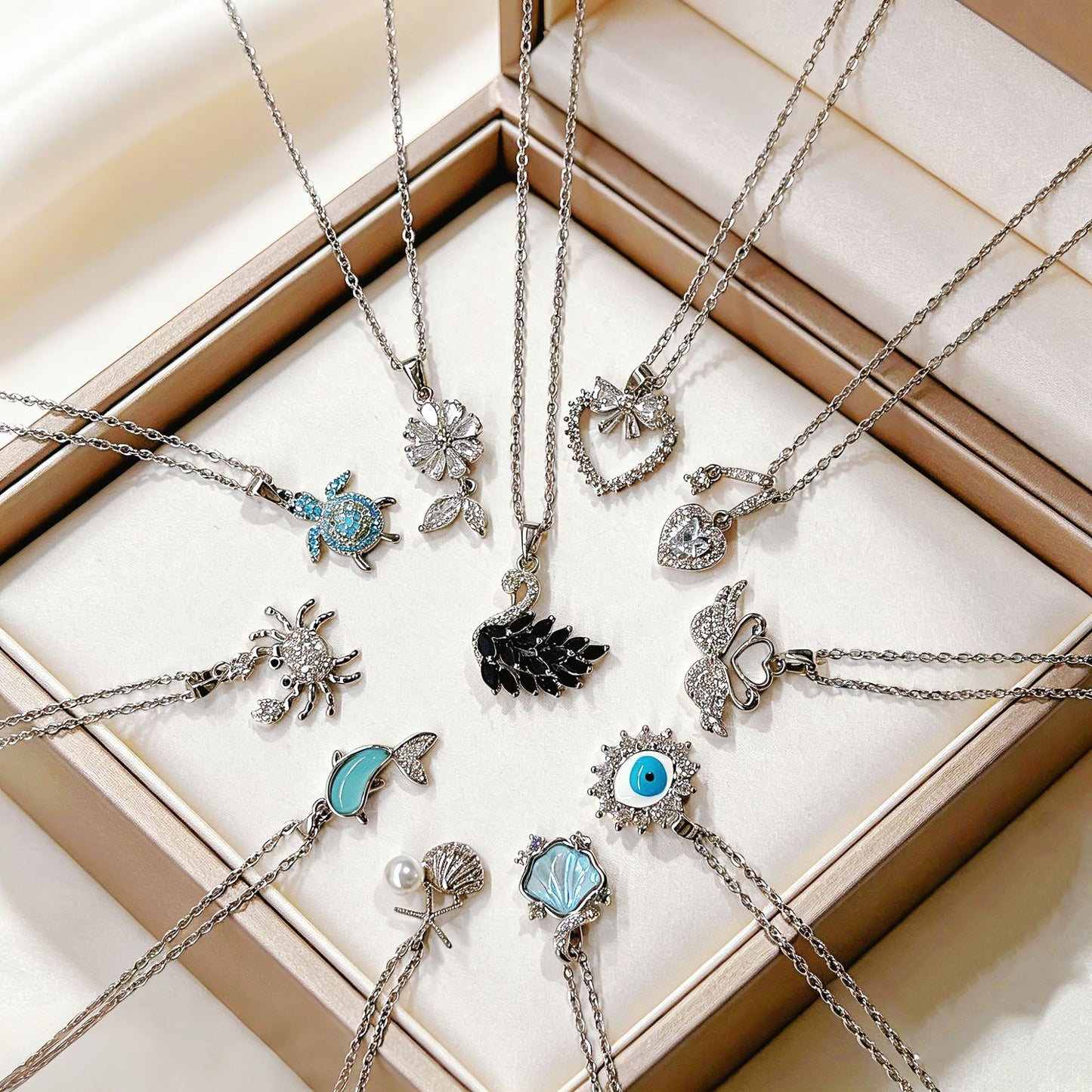 Luxury Copper Micro Female Swan Love Ocean Series Necklace
