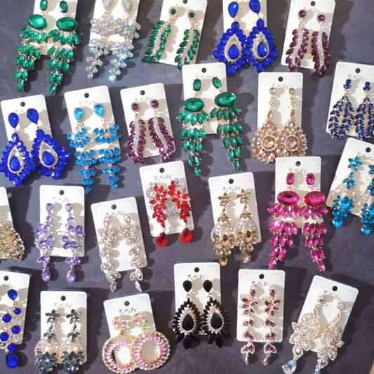 Women's Fashion Long For Colorful Crystals Crystal Court Vintage Earrings