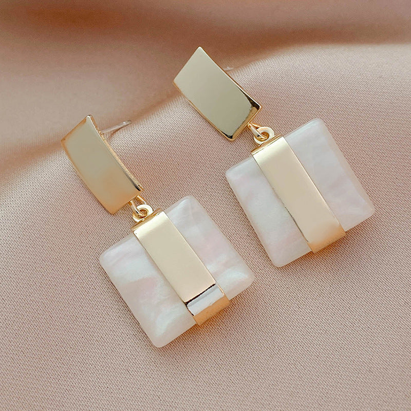 Women's Sier Needle Fashion Simple Metal Square Geometric Retro High-grade Earrings