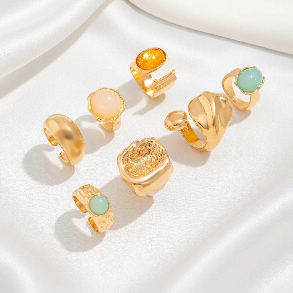 Minority Fashion Inlaid Acrylic Alloy Open Ring