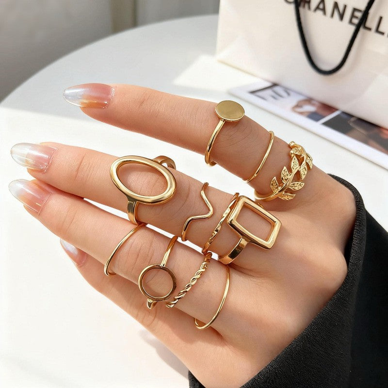 Hand Vintage Metal Geometry Irregular Diamond Ring