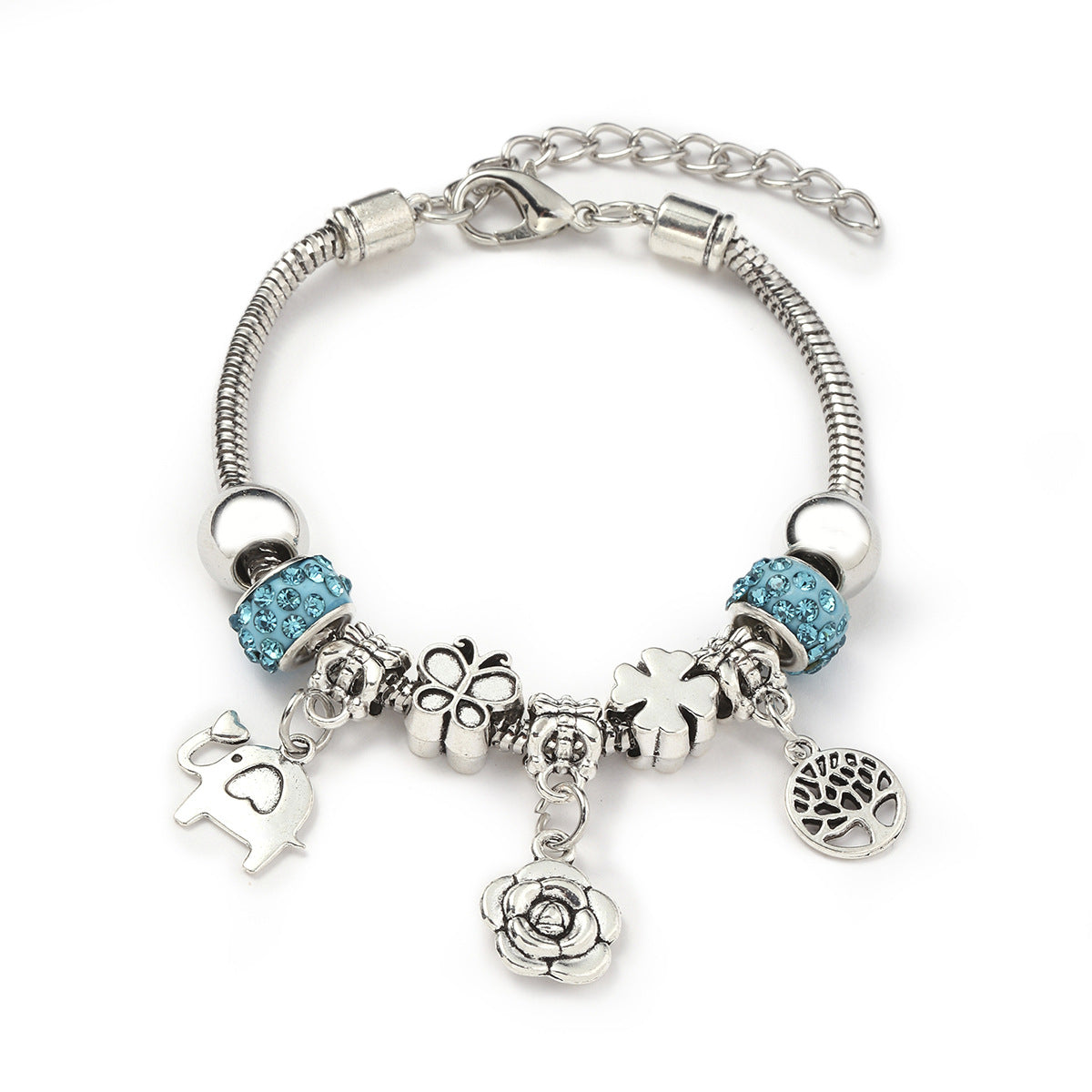 Glass Bead Small Elephant Lucky Tree Retro Transparent Bracelet