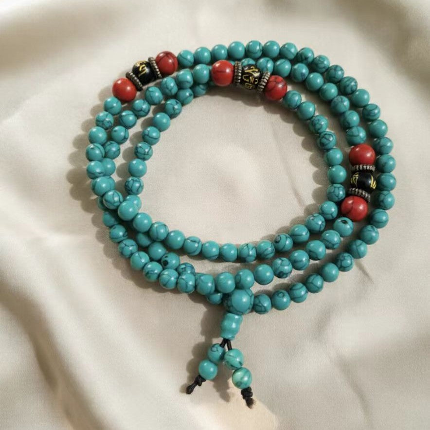 Women's & Men's Turquoise Beads Tibetan Ethnic Style Crafts Bracelet