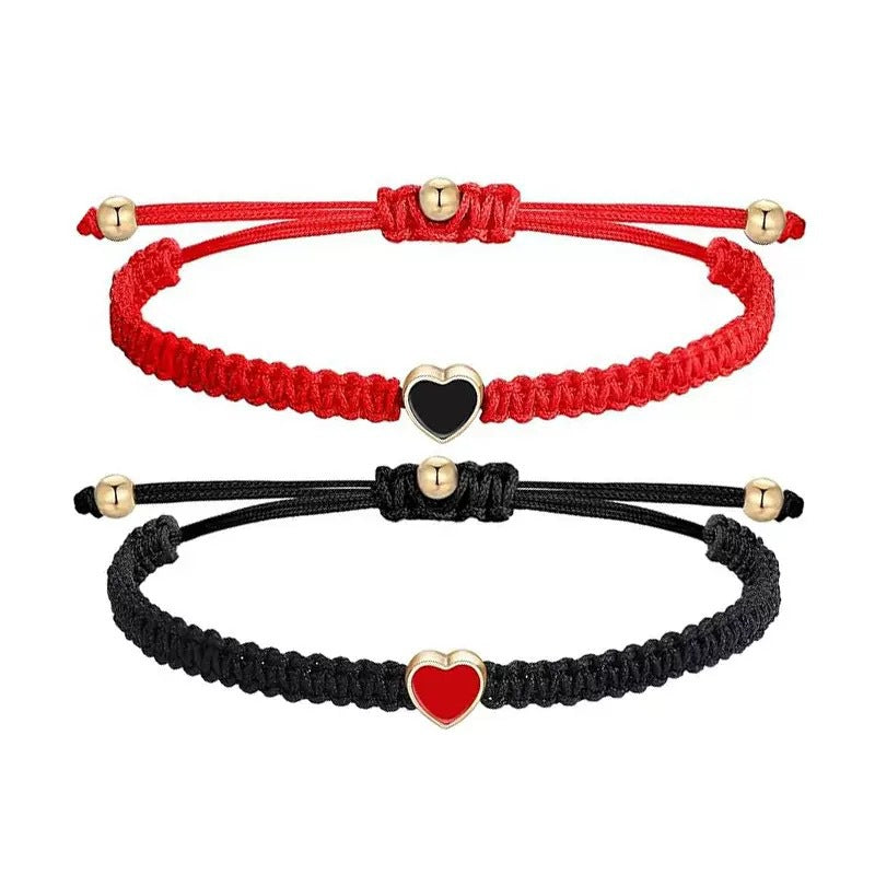 Hand-woven Alloy Love Adjustable Couple Band Bracelet