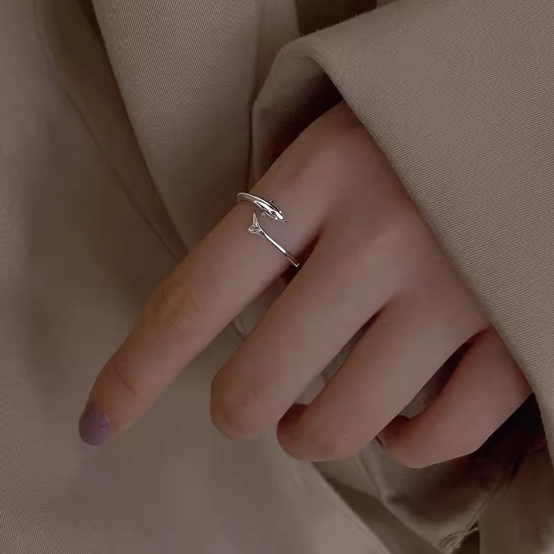Women's Dolphin Tail Light Luxury Cold Style Design Simple Open-end Rings
