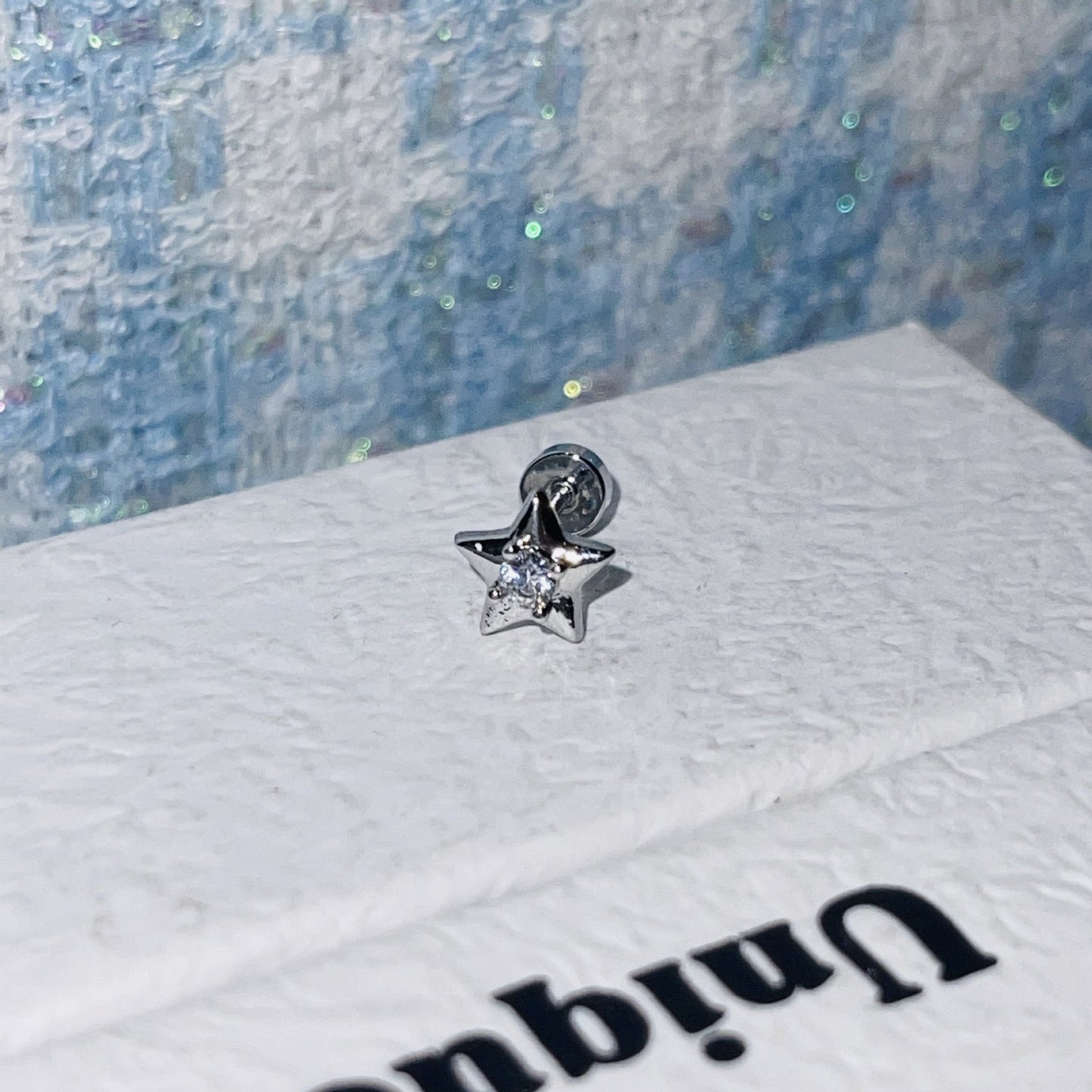 Rhinestone Butterfly Zircon Medical Titanium Steel Screw Ear Bone Fashion Earrings