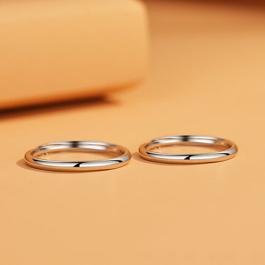 Glossy Simple Couple Design Classic Minimalist Rings
