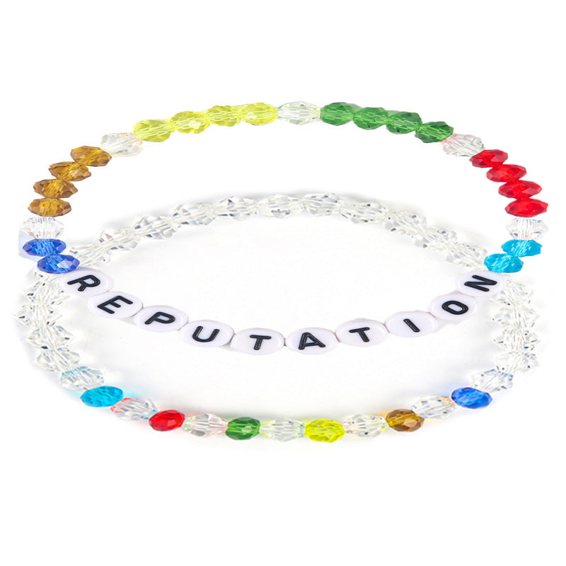 English Name Colorful Beads Rhombus Cut Bracelets