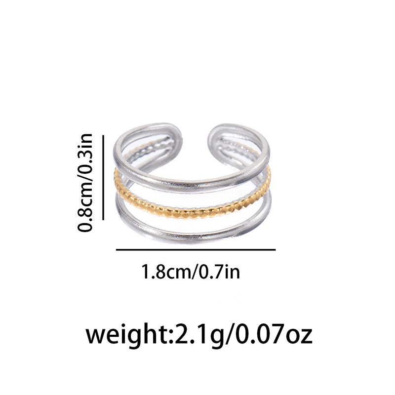 Personalized Two-color Stainless Steel Stacked Leaves Geometric Rings