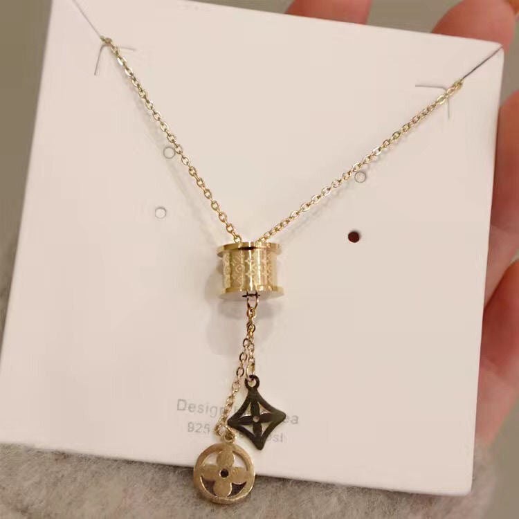 Double-sided Rose Gold Titanium Steel Female Korean Simple Necklaces
