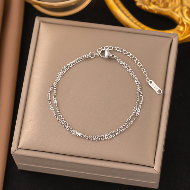 Titanium Steel Female Gold Fashion Light Luxury High Bracelets