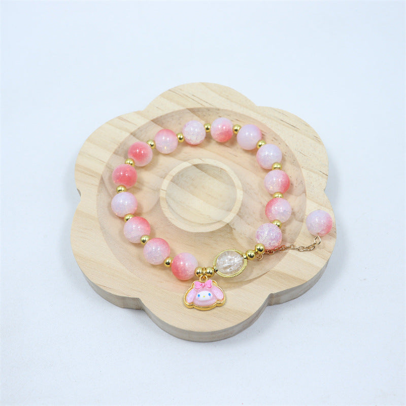 Two-tone Gradient Female Crystal Cartoon Panda Bracelets