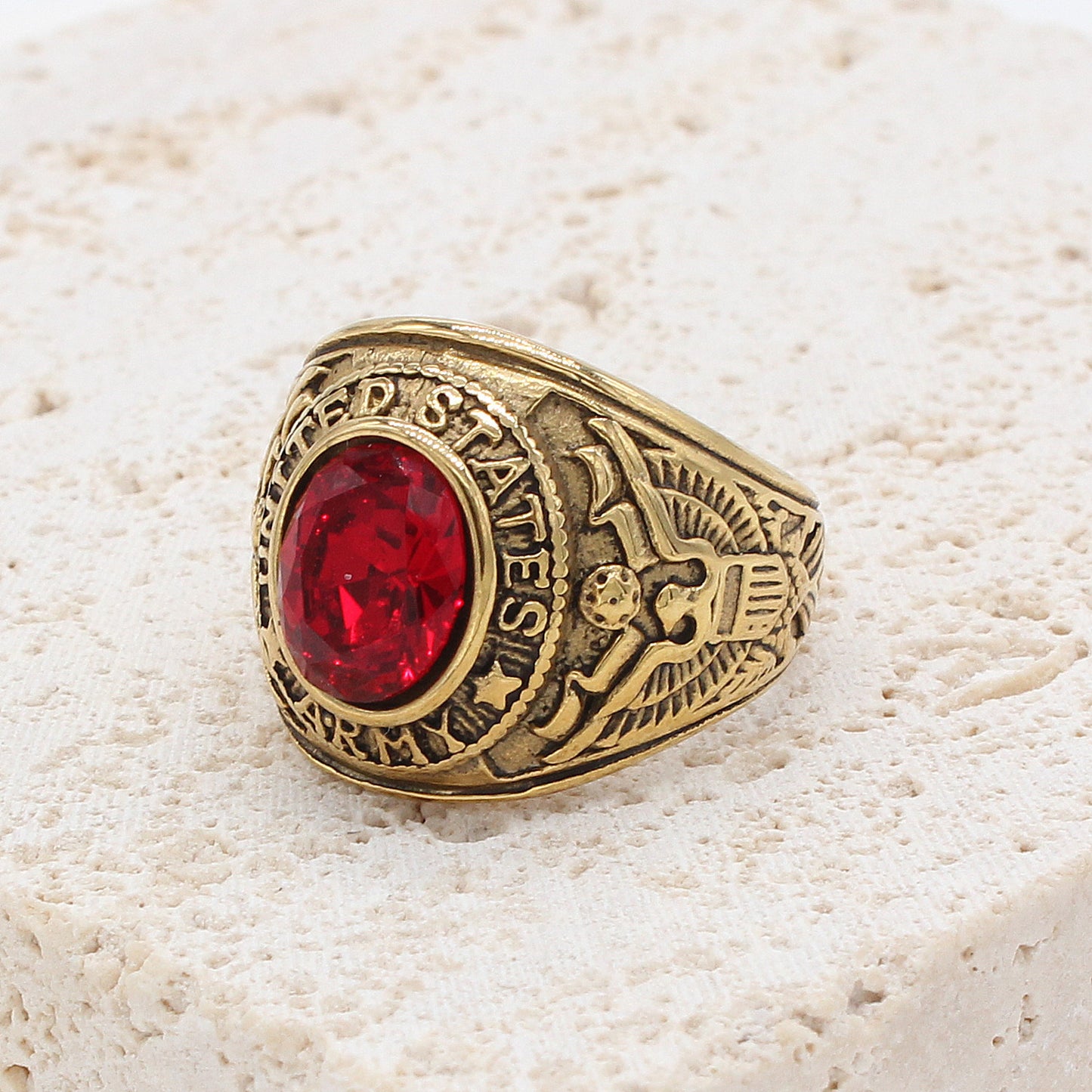 Men's Personality Retro Army Gem For Ring