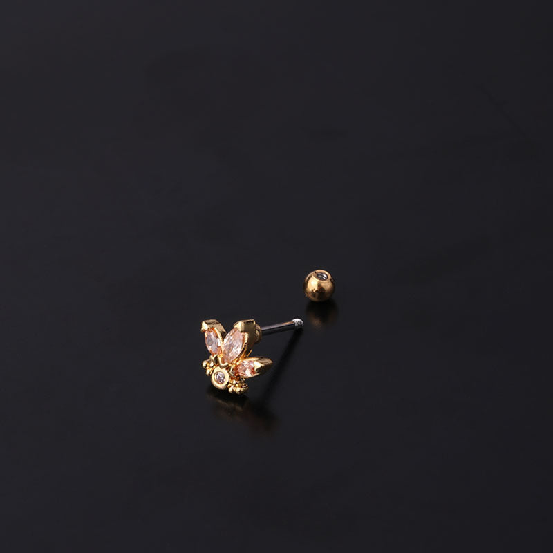 Zirconium Ear Bone Screw Ball Fashion Earrings