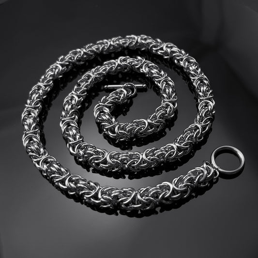 Men's Trendy Handmade Stainless Steel Cuban Circle Woven Titanium Necklaces