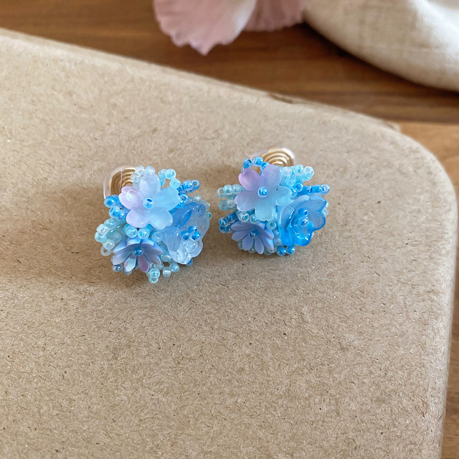 Dopamine Sweet Niche Flower Pearl Fashion Exquisite Stud Earrings