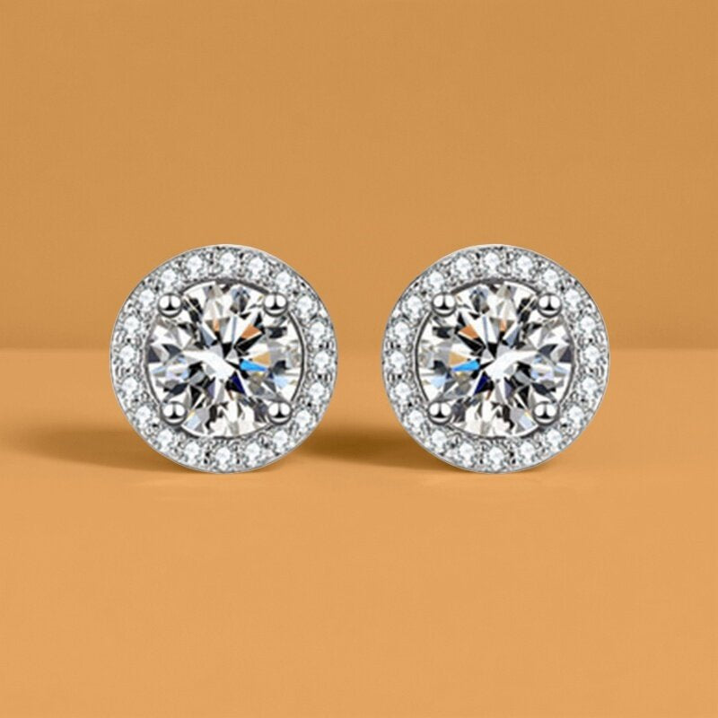 Zircon Sier Needle Love Moissanite Simulation Geometric Earrings