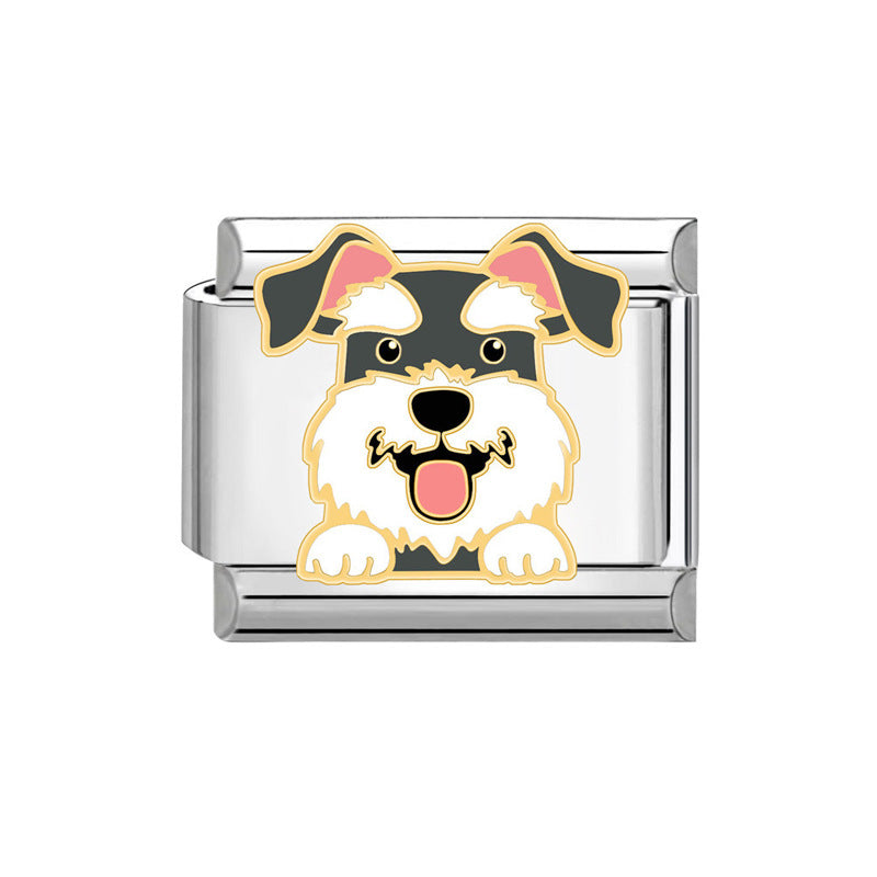 Hot Stainless Steel Italian Module Puppy Pattern Free Bracelet