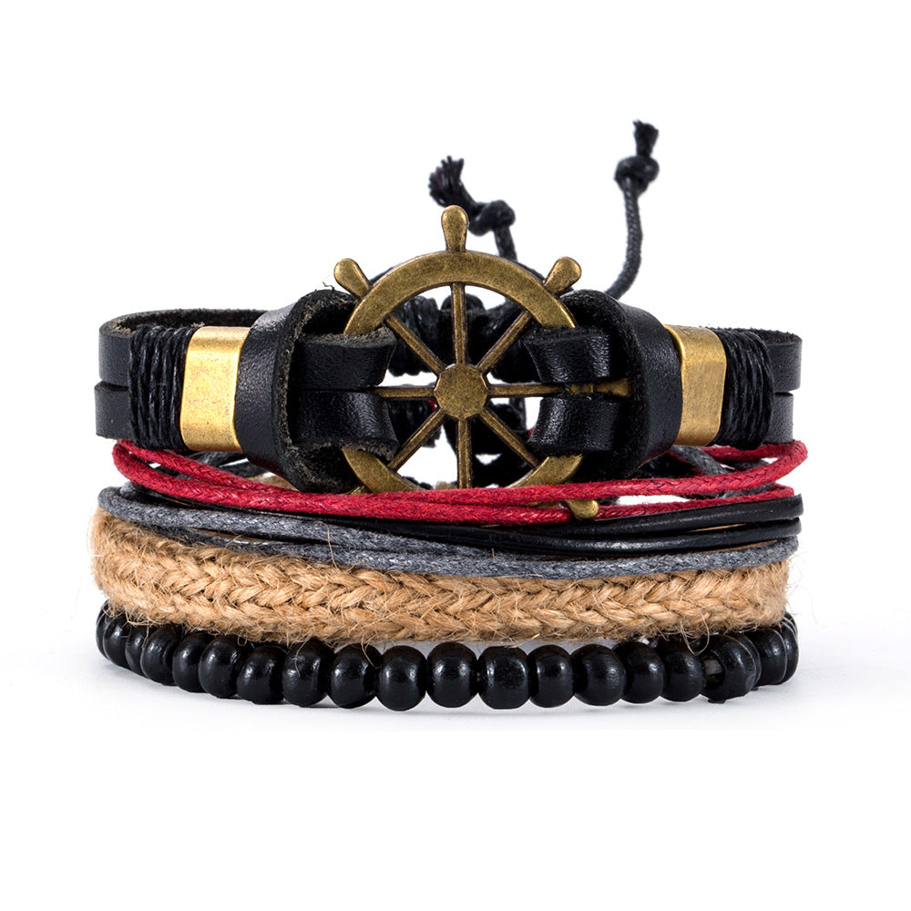 Women's & Men's Ornament Simple Hand Woven Rope Leather Bracelets