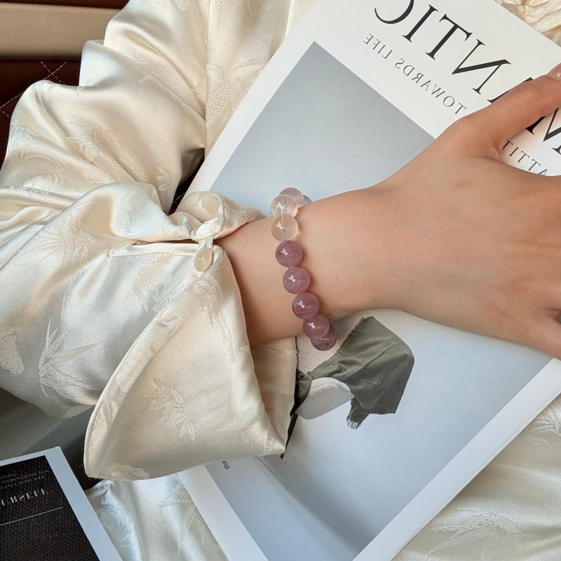 Women's Gradually Pink Natural Purple Horse Crystal Bracelets