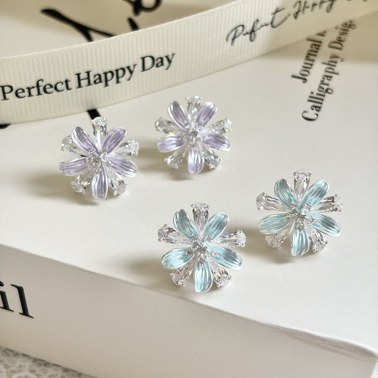 Daisy Vacation Style Sier Needle Sweet Earrings