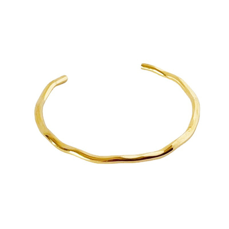 Gold-plated Metallic Simple Irregular Wave Texture Personality Titanium Bracelet