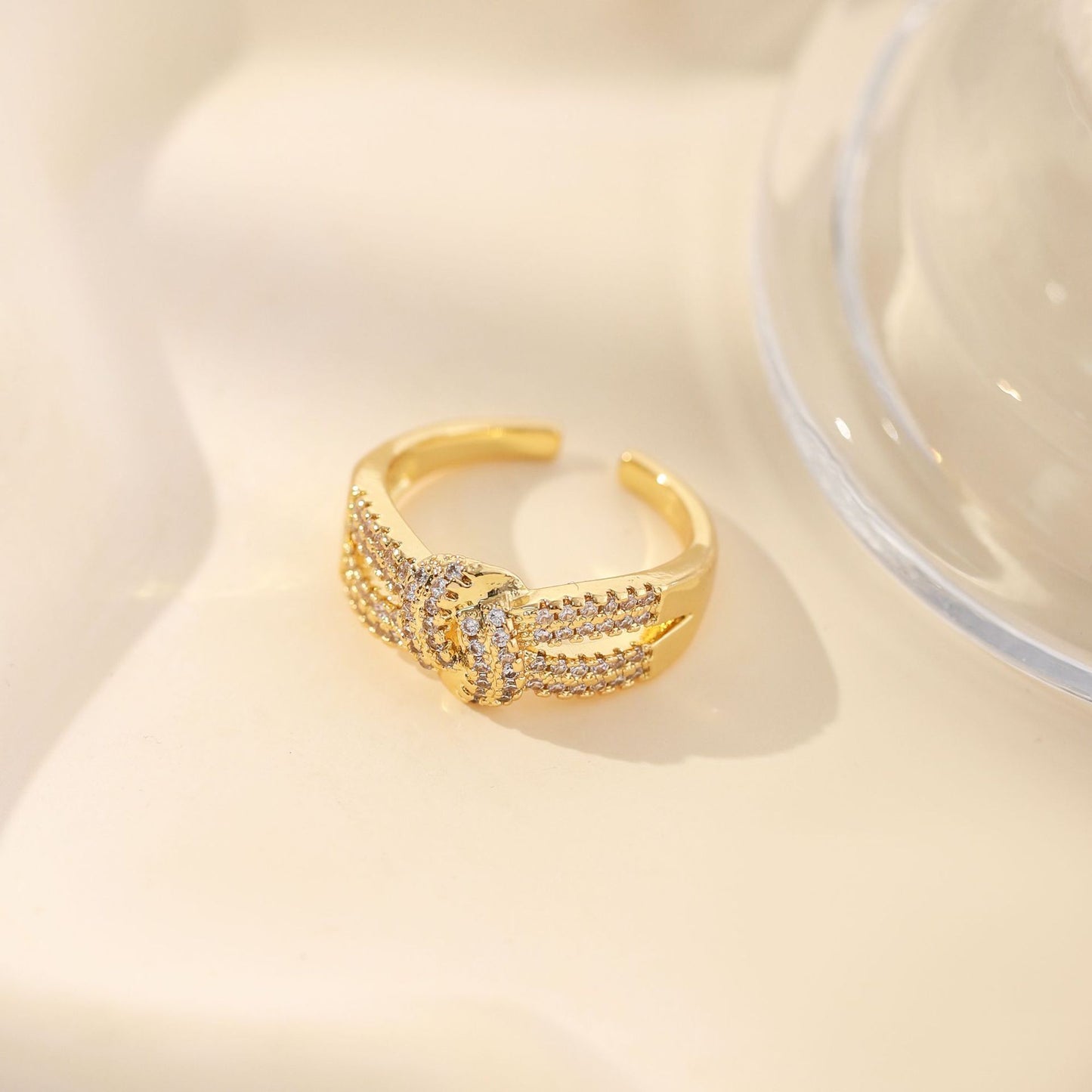 Gold Zircon Geometric Female Simple Personalized Rings