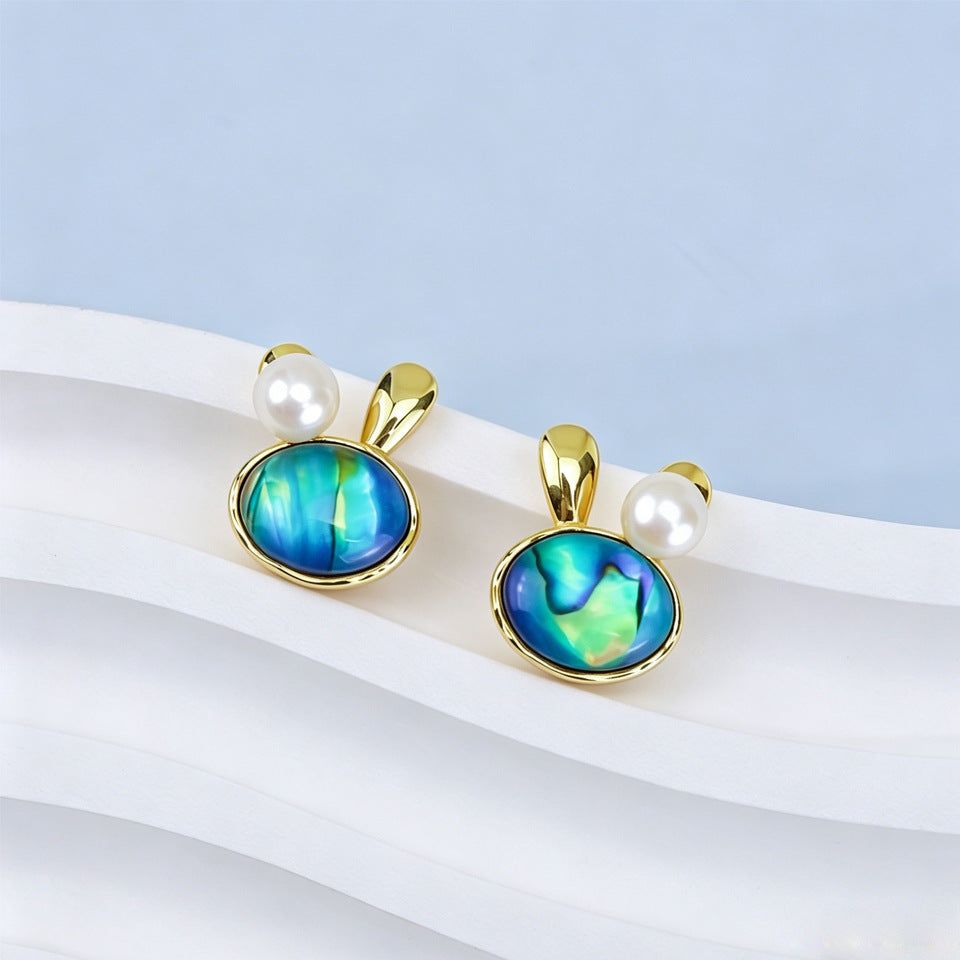 Women's Natural Freshwater Pearl Ear Sier Needle High Earrings