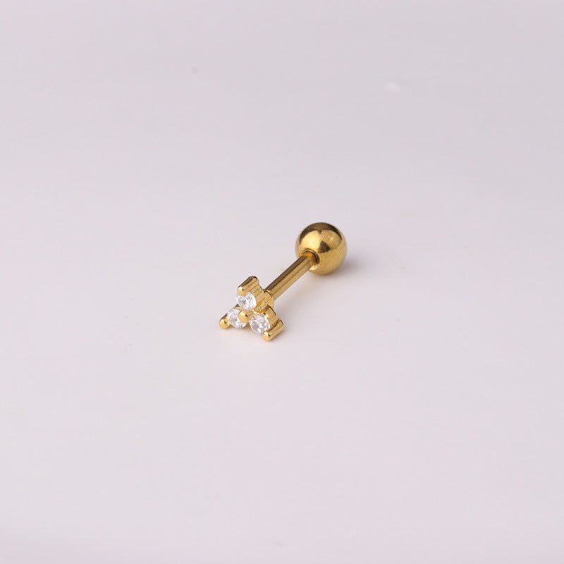Stainless Steel Thick Pen Piercing Simple Zircon Ear Bone Fashion Rings
