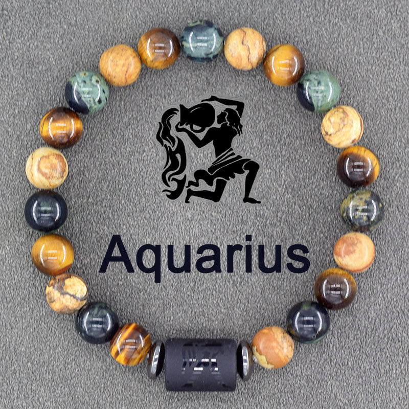 Constellation Natural Stone Beaded Twee Tigereye Bracelet