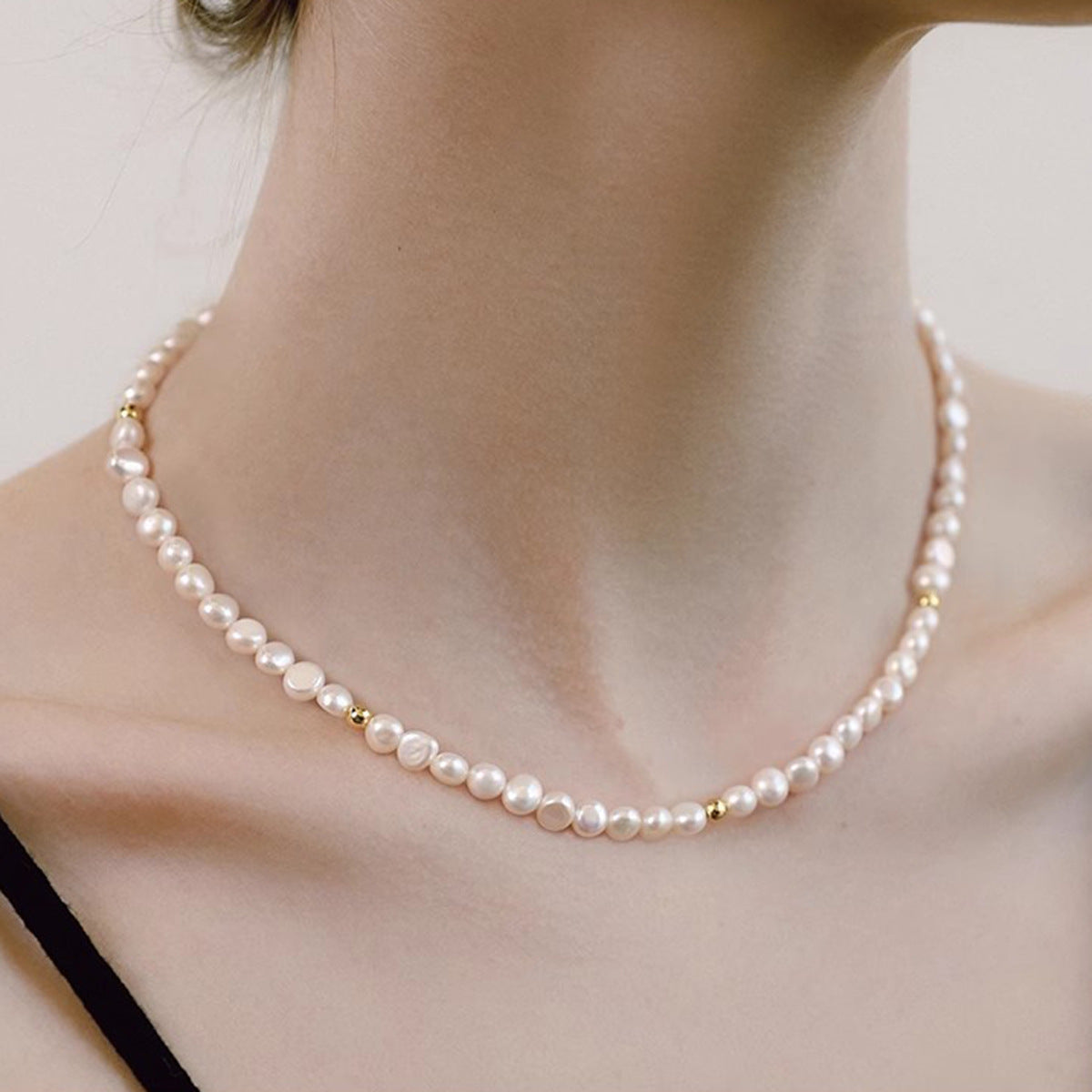 Women's Rice Grain Freshwater Pearl Simplicity Fashion Temperament Design Clavicle Chain Necklace