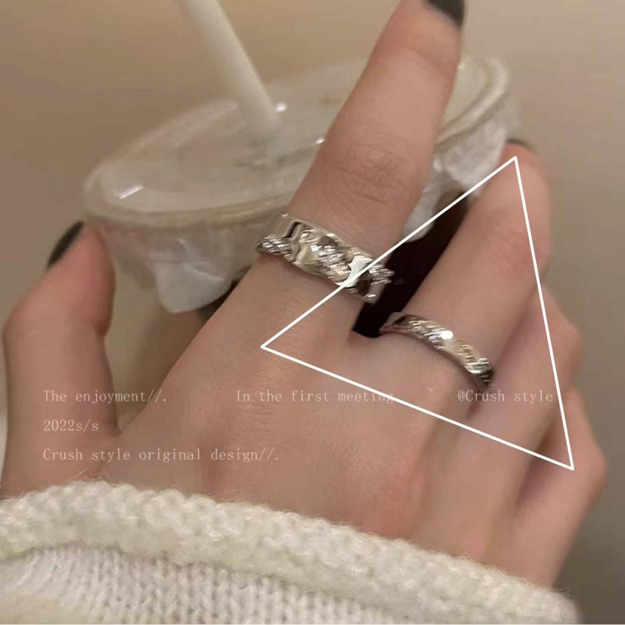 Open-end Zircon Female Cold Design Couple Rings