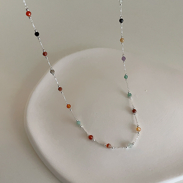 Colorful Natural Stone Crystal String Beads Female Niche Simple Personalized Necklaces